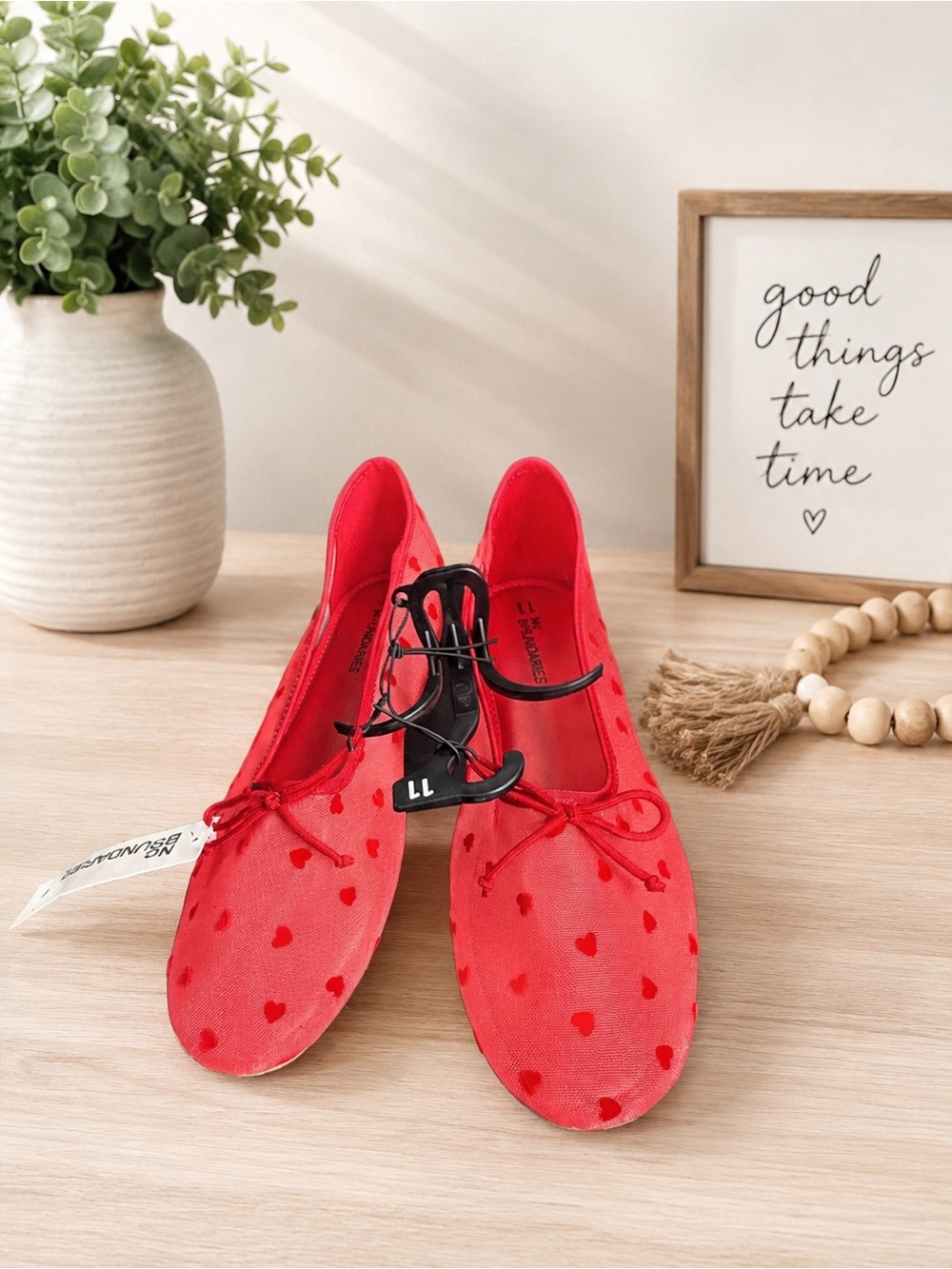 Red Heart-Print Ballet Flats - Women